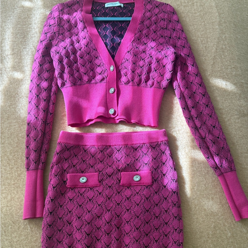 Amanda Uprichard Pink Knit Skirt Set